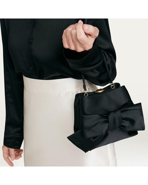 Lulu Guinness Black Satin Bow Ruby Handbag