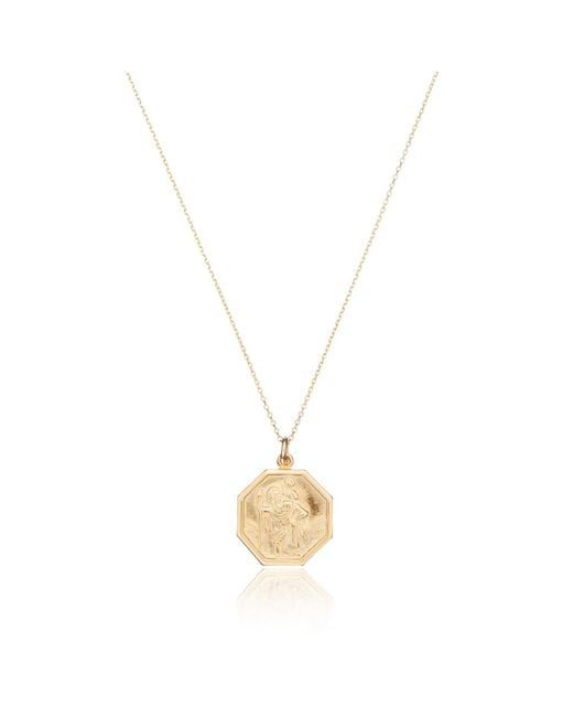 Lily & Roo Metallic Medium Solid Octagon St Christopher Necklace for men