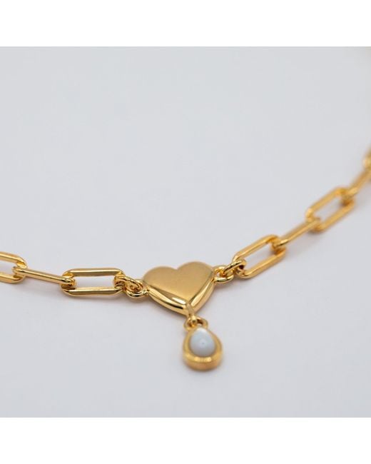 Cier Metallic Pearl Heart Drop Bracelet