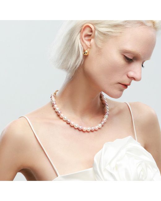 Classicharms Small Pink Shell Pearl Necklace With Gem-encrusted