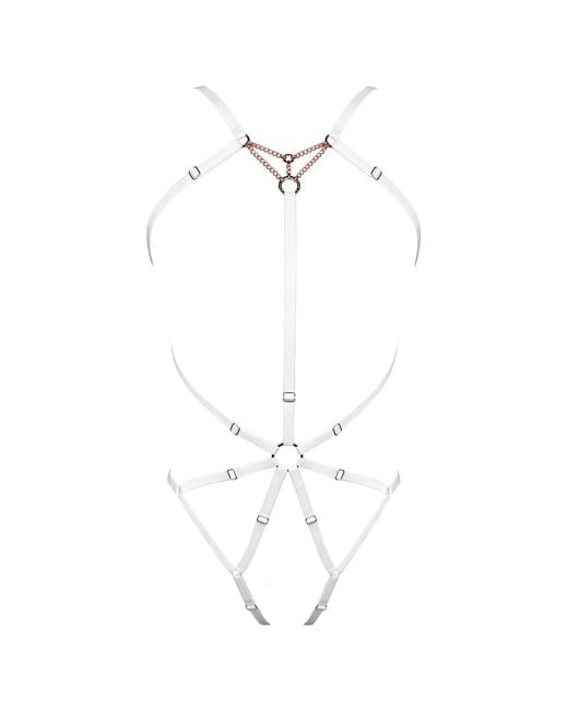 MONIQUE MORIN LINGERIE White Frisson Body Harness Crystal