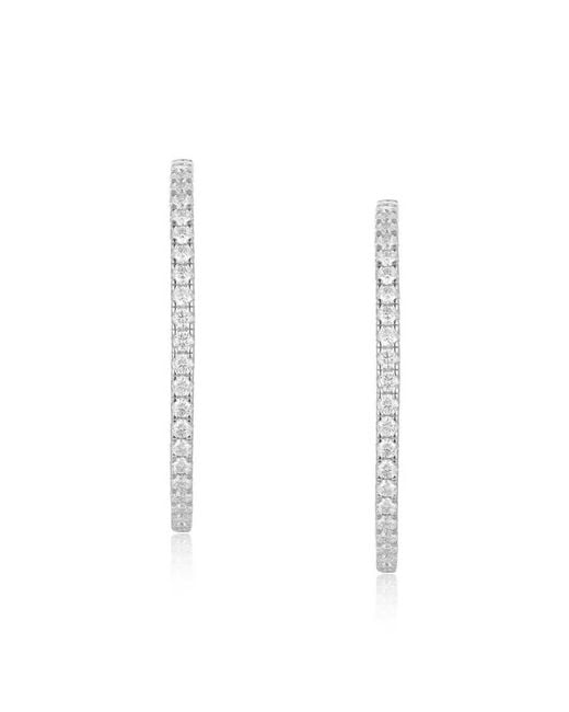 Lioness by Tf Metallic Mira Full Hoop Earrings Solid Sterling, Rhodium-Plated, Moissanite