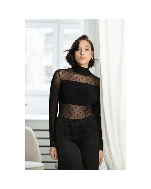 Oh!Zuza Black Sheer Bodysuit With Turtleneck