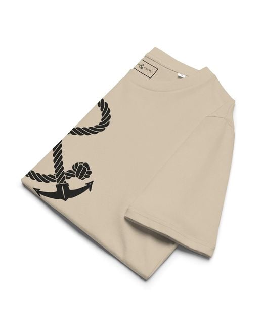 Anchor and Crew Natural Neutrals Desert Dust Oversized Ampersand Signature Organic Cotton T-Shirt