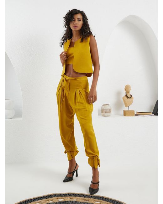 Lumina Eligma Yellow The Arabesque Vest Ensemble – Mustard