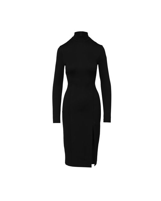 Mandragora Black Elegant Fitted Viscose Knee-Length Dress – Laurell