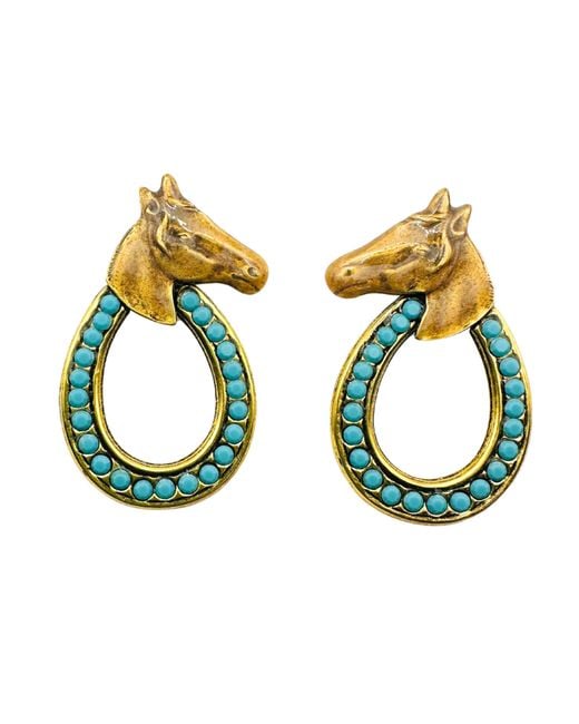 The Pink Reef Metallic Lexington Horse Earring