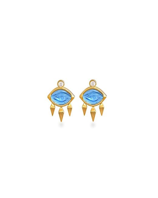 Myrto Katramadou Jewellery Blue Aegean Eye – Topaz Earrings