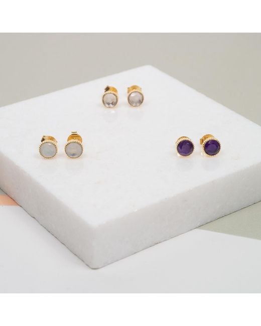 Auree Jewellery Metallic Barcelona February Birthstone Stud Earrings