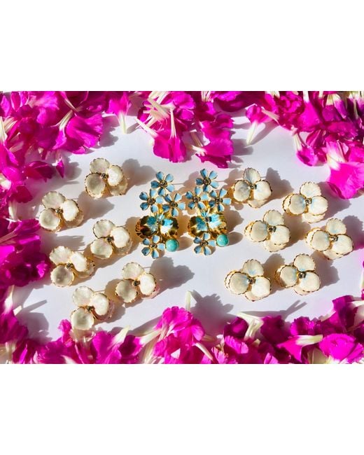 The Pink Reef Metallic Pearl & Pansy Stud