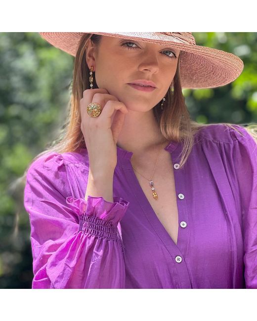 Augustine Jewels Metallic Amethyst & Citrine & Topaz Necklace