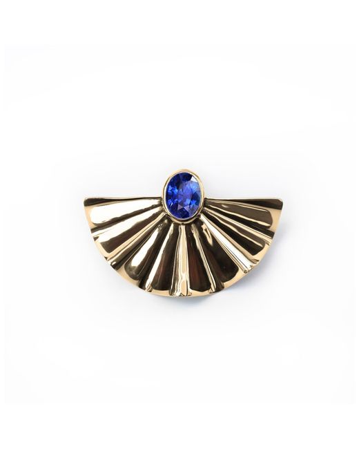 WON ASTRE Blue The Queen's Fan Sapphire Brooch