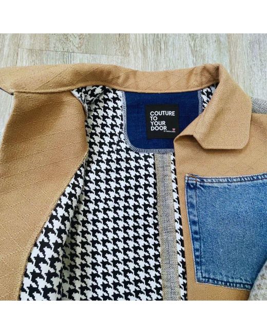 Couture to Your Door Blue Neutrals Upholstery Upcycled X Denim Jacket