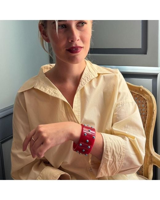 Michael Nash Jewelry Red Bella Carnelian Bangle With Resin Stones