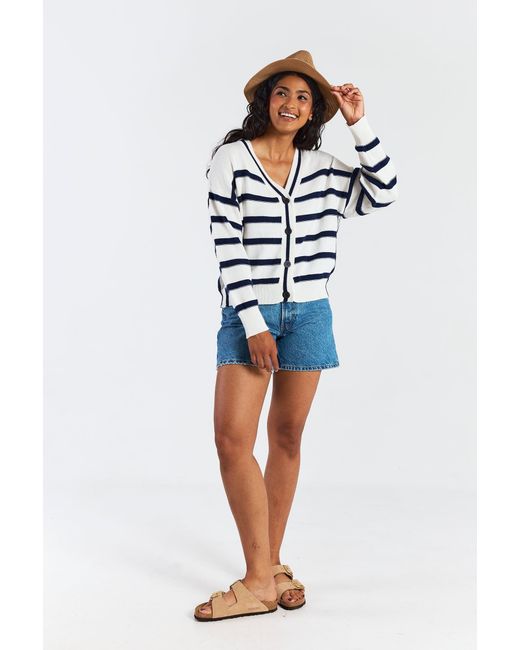 Brodie Cashmere Black Reverse Stripe Cardigan