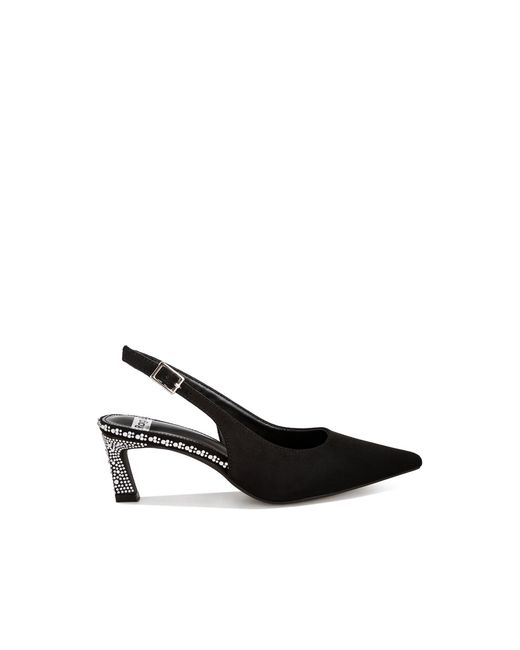 Rag & Co Black Ondrila Rhinestones Embellished Heels