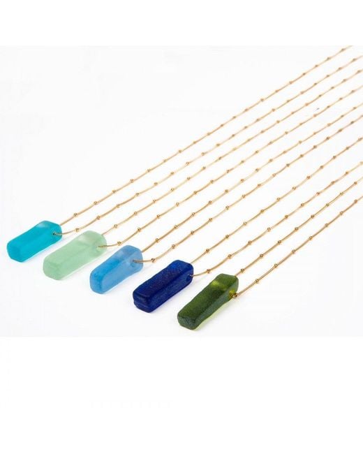 Smart Glass Jewelry Metallic Neutrals Recycled Glass Stiletto Necklace Antique Clear