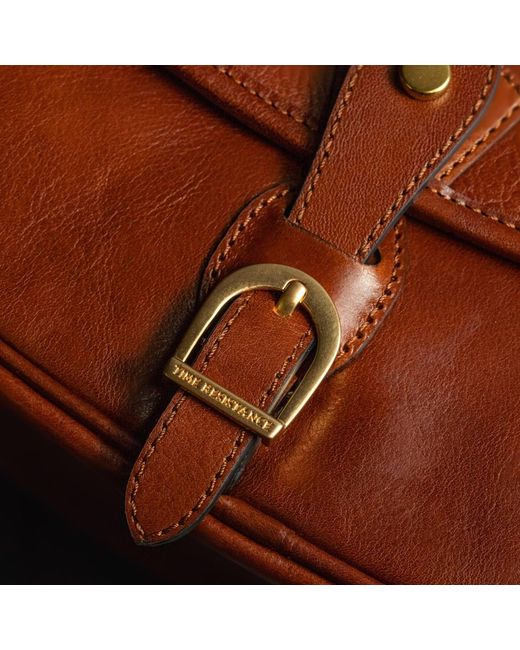Time Resistance Brown Leather Saddle Bag