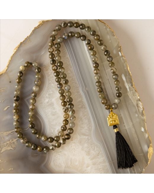 Goddess Charms Black Success & Manifestation Mala Hanuman Labradorite