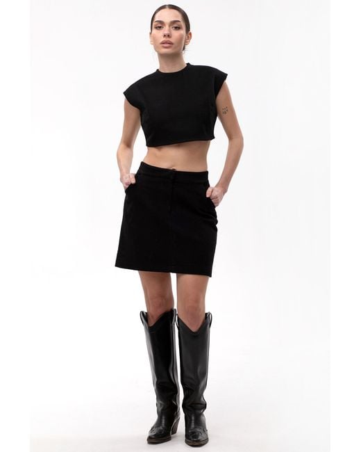 Maison Bogomil Black Mini Skirt Wool