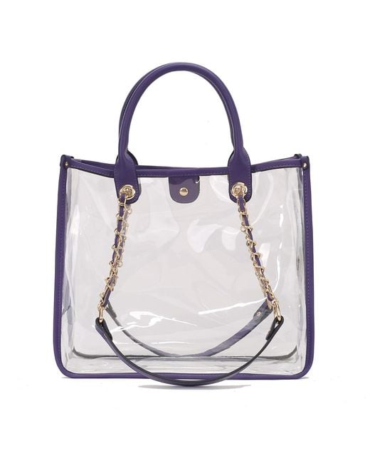Mkf Collection - J'omor Purple Diva Pvc Tote Bag With Tweed Bucket Bag