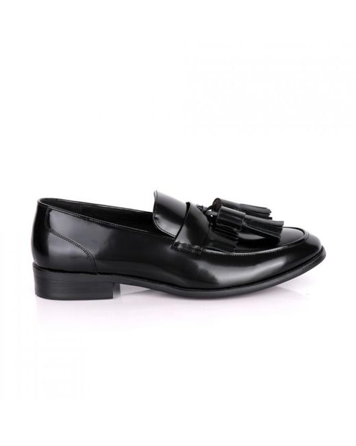 DAVID WEJ Black Bradford Patent Leather Loafers With Tassels – for men