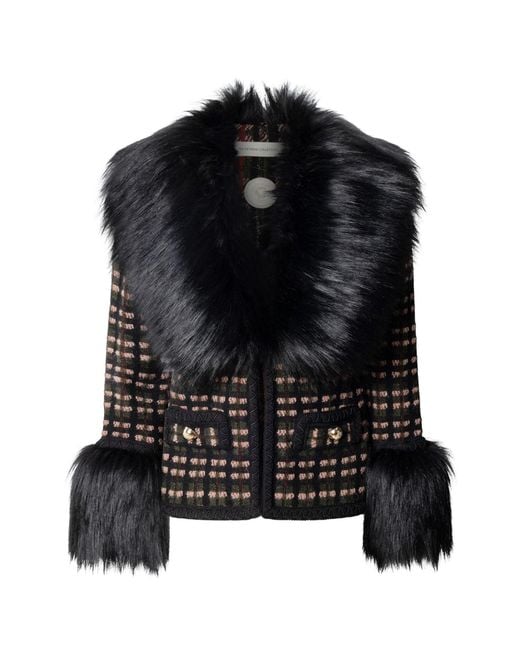 The Extreme Collection Black Short Faux Fur Jacket Angele