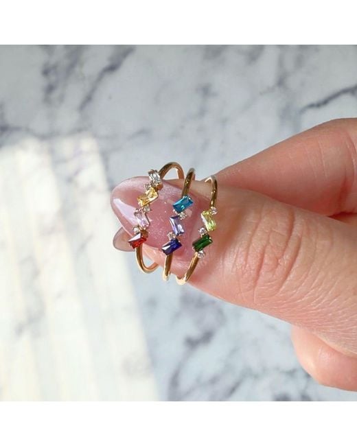 Belinda Jewelz Pink Ruby Double Baguette Birthstone Ring