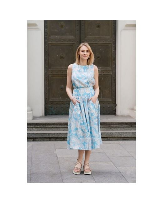 Oh!Zuza Blue Neutrals Wide-Strap Top & Midi Skirt Set