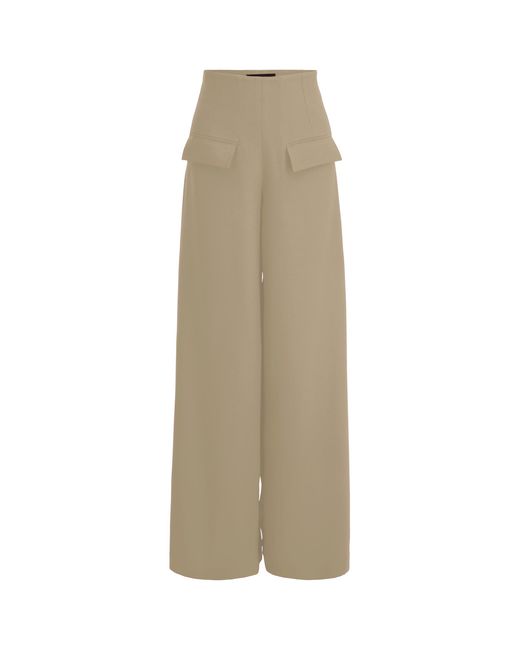 Layo G Natural Neutrals Stretch Wide-Leg Dress Pants — Caramel Tan