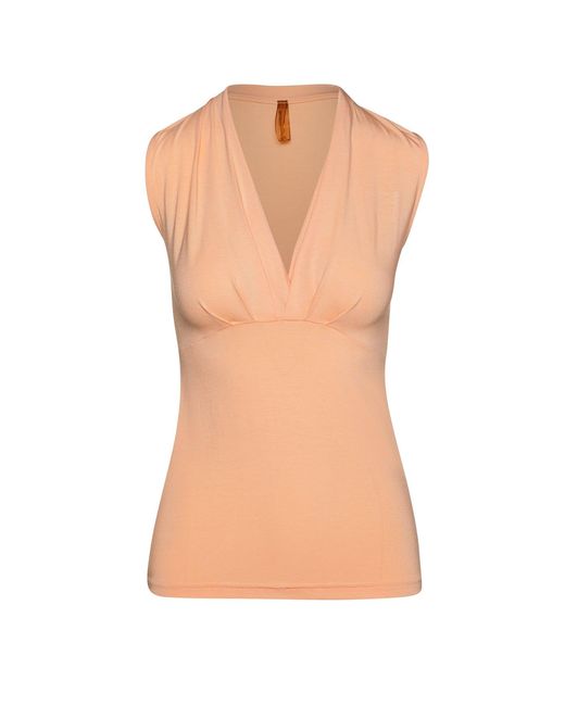 Conquista White Apricot Faux Wrap Sleeveless Top
