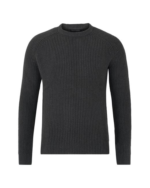 Paul James Knitwear Black Heavyweight Cotton Clark Fisherman Rib Knit Jumper for men