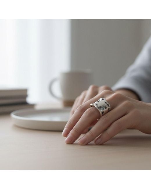 Tg-Jewellery by Tamara Gervasio Metallic Plain Chunky Dot Ring One Of A Kind