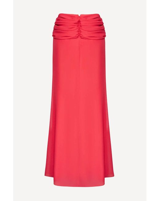 POST MERIDIEM Pink Chiffon Maxi Skirt With Draping
