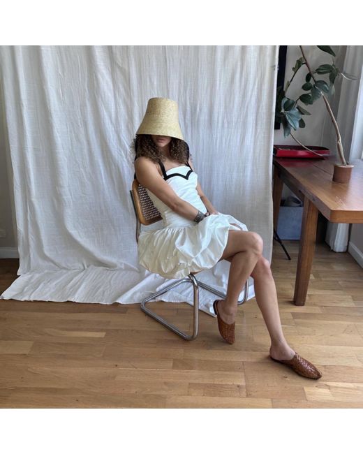 London Atelier Byproduct White Rushed Mini Dress With Corset Top & Application
