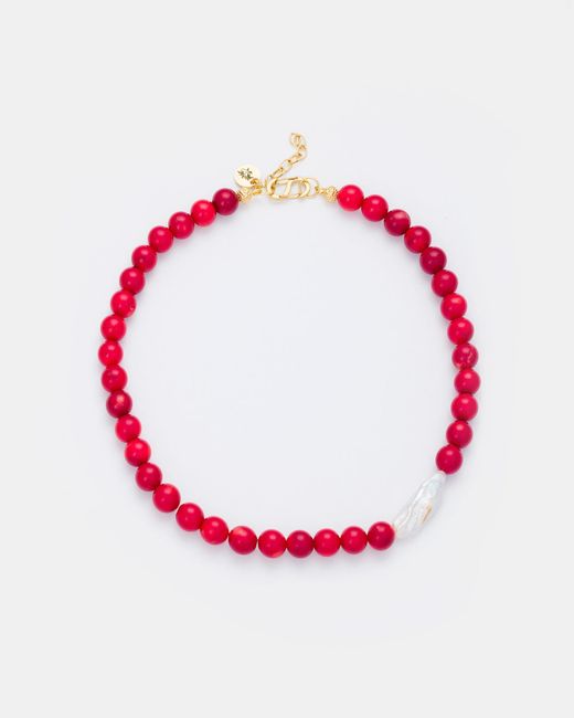 Kybele Studio Red Bonbon Necklace With Coral & Pearl Accent