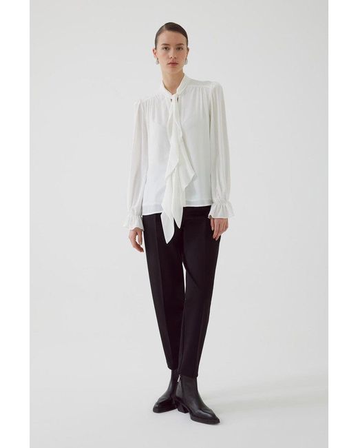 Exquise White Neutrals Regular Scarf Neck Chiffon Aramis Blouse