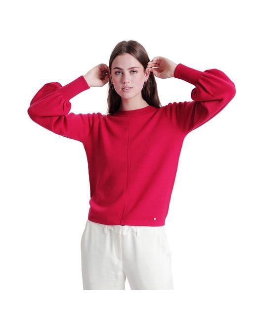 tirillm Red Alison Merino Wool Sweater With Puffed Sleeves