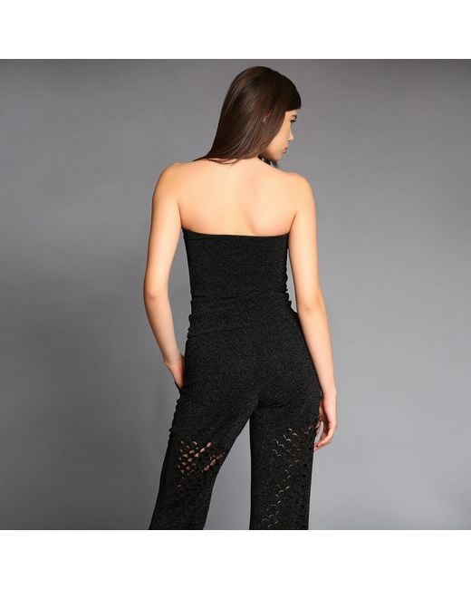 Silvia Serban Black Dragon Skin Laser Cut Glitter Pants