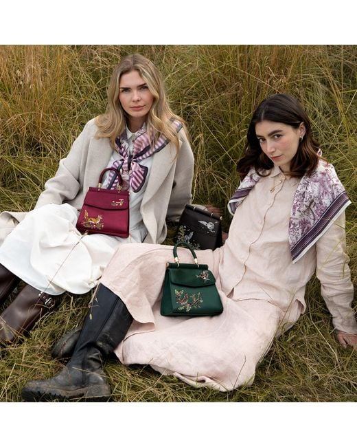 Fable England Fox & Mushroom Embroidered Satin Tote