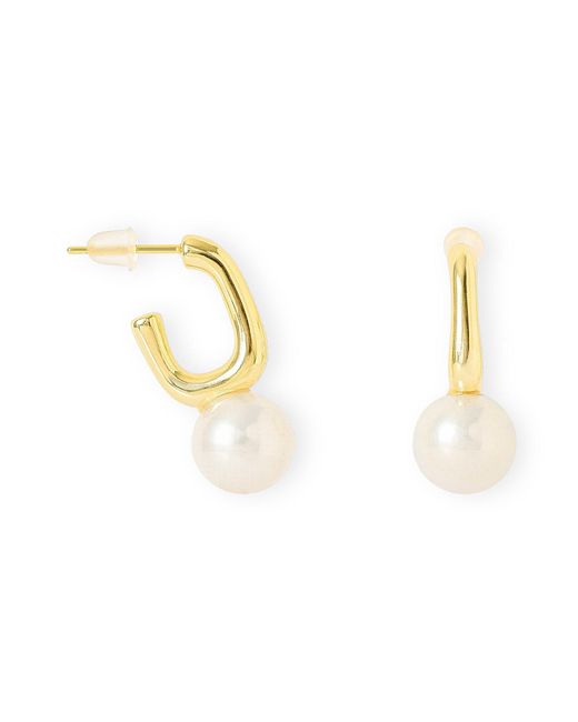 Pearls of the Orient Online Metallic Gratia Thick Plated Stem Earrings With Round Cultured Freshwater Pearls