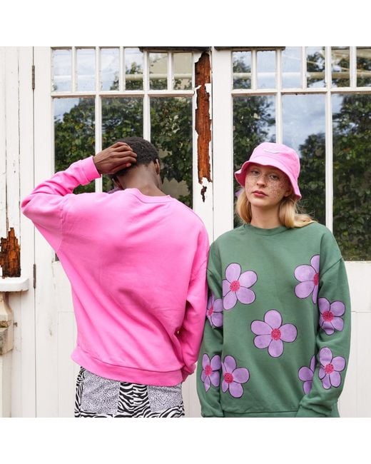 Quillattire Green Hand Painted Floral Sweatshirt