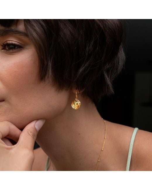 Dower & Hall Metallic Hammered Disc & Peridot Array Drop Earrings