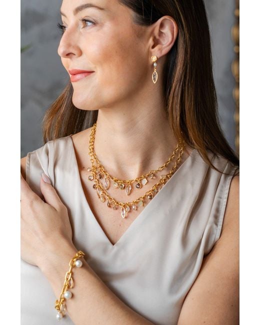 Loni Paul Jewelry Metallic Layered Gemstone Charm Necklace