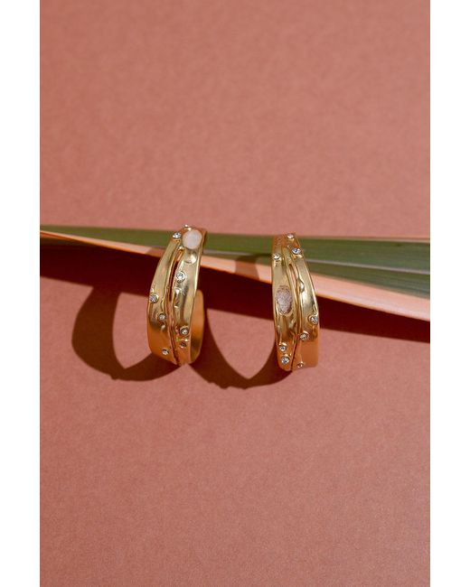 Rare Matters Jewelry White Sprinkled Clear Quartz Hoop Earrings