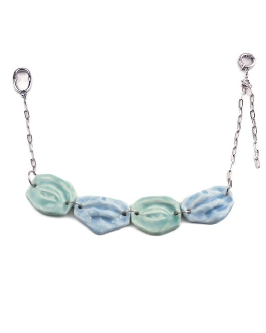H2 Studio Blue My Body Eye With Lip Choker Necklace Glossy And