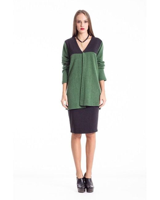 Conquista Green Wool Blend Block Colour Cardigan