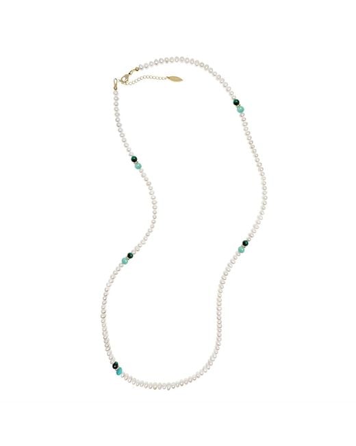 Farra Metallic Versatile Freshwater Pearls With Gemstone Long Necklace