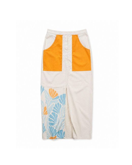 San Malo Orange Caroline Floral Midi