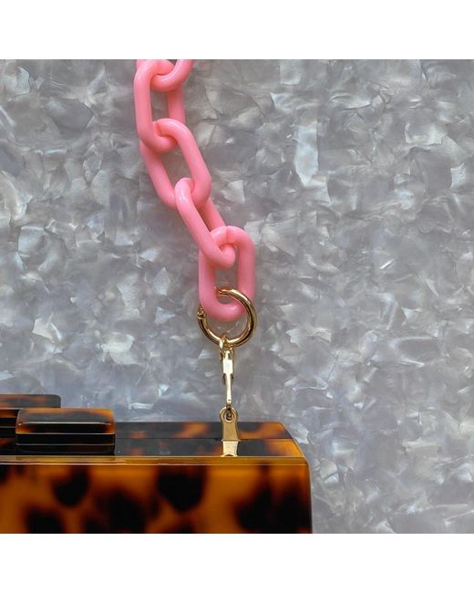 CLOSET REHAB Red Chain Link Short Acrylic Purse Strap In Bubblegum